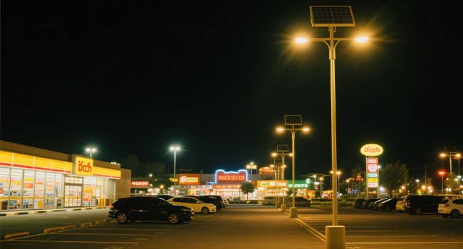 Solar street lights in parking lots
